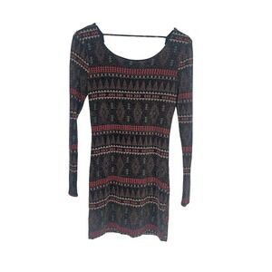 Long Sleeve Bodycon Mini Dress Geometric Print Party Cocktail Going Out‎